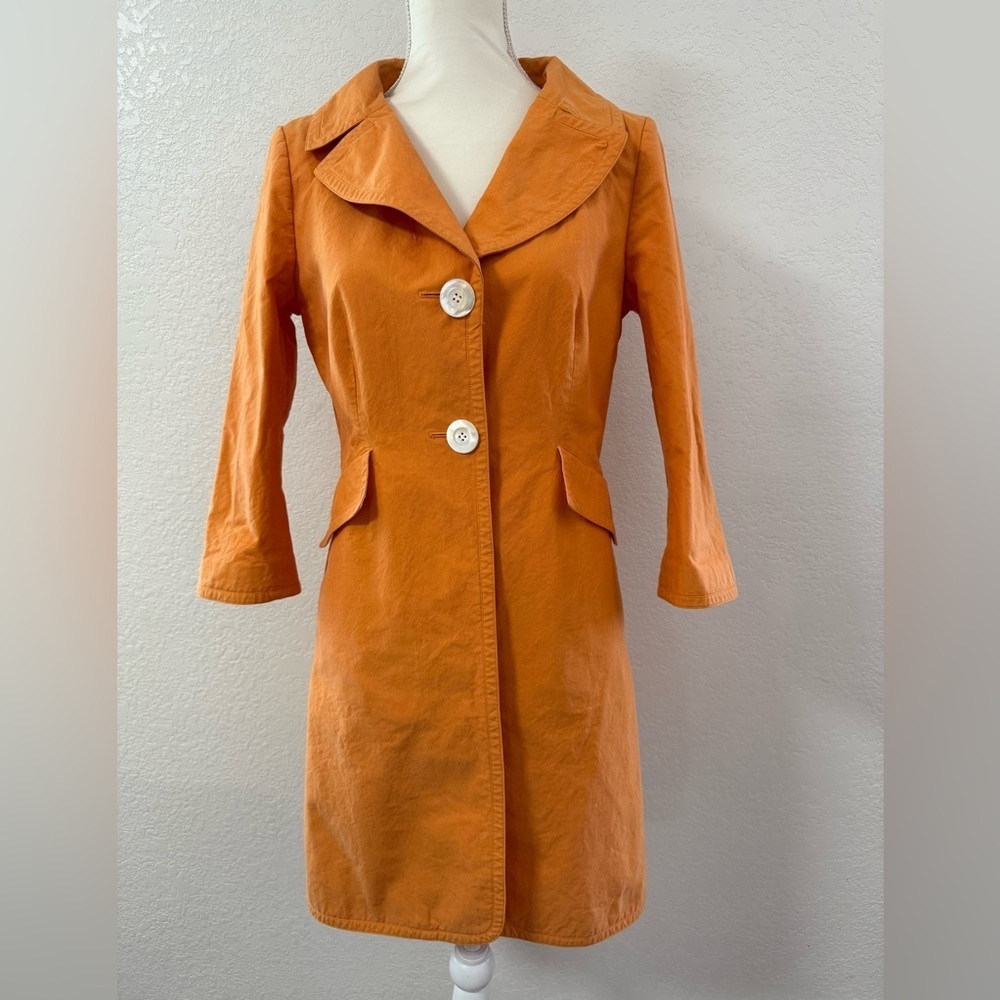 CHARLES NOLAN Orange collared Button Long Jacket Women’s  Sz. 8
